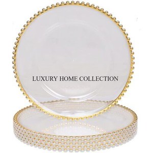 Assiette de service en métal et cristal de grande taille pour mariage, hôtels, table à manger, table décorative pour la maison - Product Image 2