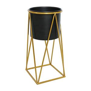 Jardinière en métal poli brillant doré sur pied avec support Décoration de sol de jardin pour pots de fleurs et jardinières - Product Image 6