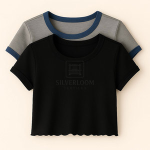 เสื้อยืดผู้หญิงสีทึบตัดกับเสื้อลำลองฤดูร้อน - Product Image 5