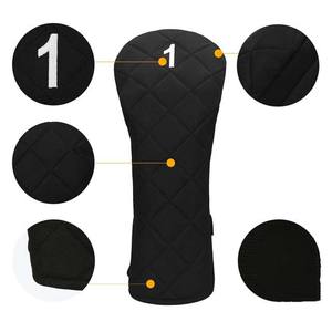 Golf Driver <b>Head</b> Covers Factory Direct Custom Embroidery Durable Leather Golf <b>Club</b> Covers Black Color Sale - Product Image 3