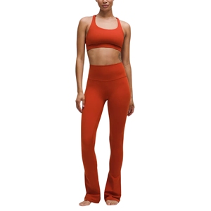 Pantalon de yoga pour femme, antibactérien, très élastique, en nylon et élasthanne, coupe évasée, extensible dans les 4 sens, taille élastique, pour la gym et l'entraînement - Product Image 4