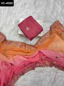 Les dernières femmes portent de belles collections de saris de travail à bas prix et de la meilleure qualité. - Product Image 6