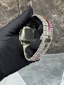 VVS Moissanite GRA diamant glacé arc-en-ciel entièrement automatique montre-bracelet pour hommes 41mm carré en acier inoxydable boîtier de luxe mécanique - Product Image 2