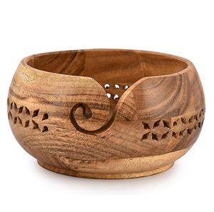 Large Acacia Wooden Yarn Bowls for <b>Crocheting</b> Fashion Style Eco-Friendly Customized Size Made in India Best Price - Product Image 4