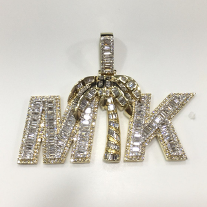Colgante de Diamante CVD con Forma de Corte Baguette, Joyería Fina de Diseño Único, Oro Macizo de 14K, Hip Hop, IGI Certificado para Hombre - Product Image 1