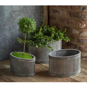 Jardinières de fleurs élégantes en fer galvanisé de forme ovale pour la décoration de jardin et de balcon à la maison - Product Image 5