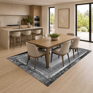 <b>RUGS</b> DEPOT LXDP-0939 Wholesale Grey <b>Silver</b> Modern Vintage Digital Printed Machine Washable Chenille Area <b>Rug</b> Non Slip - Product Image 4