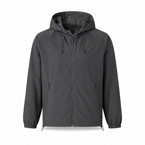 Veste coupe-vent à capuche pour homme personnalisée, légère, en polyester, résistante à l'eau, pour les sports de plein air, fermeture éclair intégrale, fournisseur en gros OEM ODM UE - Product Image 1