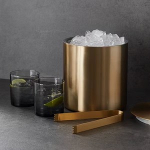 Seau à glace en cercle en fer plaqué or martelé avec poignée Design élégant pour les bars de fêtes Usage domestique Durable Élégant Écologique - Product Image 4