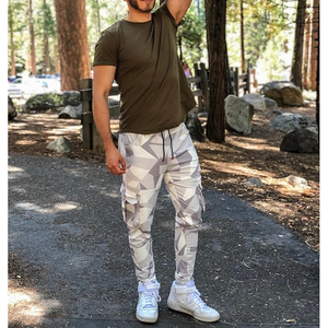 Pantalones de chándal de entrenamiento de gimnasia para hombre con bolsillos pantalones de chándal antiarrugas pantalones de lona teñidos lisos - Product Image 5