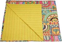 Couette Kantha indienne réversible Kantha jeter main bloc imprimé indien couvre-lit reine coton Kantha couette couverture conception à la main