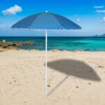 L'ombrellone da spiaggia a 8 costole regolabile in blu da 180cm con metallo e poliestere include borsa e Design a tema mare - Product Image 3