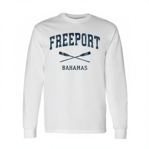 Camiseta Deportiva Náutica Vintage de Freeport Bahamas con Manga Larga, Camiseta Promocional de Freeport Bahamas - Product Image 2