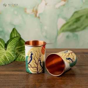 Printed <b>Copper</b> <b>Glass</b> With Unique Religious Om And Ganesha Print Artwork For Luxury Home Decoration At Cheapest price - Product Image 1