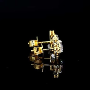 Pendientes redondos de piedra principal de oro amarillo de joyería fina para la fabricación de productos de niñas - Product Image 5