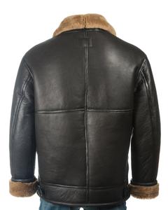 Men <b>Real</b> <b>Leather</b> Sheepskin <b>Biker</b> <b>Jacket</b> Y2K Zipper Shearling Lining Brown Classic B-3 Sheepskin <b>Leather</b> Bomber Men's <b>Jackets</b> - Product Image 6