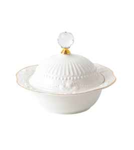 Pot à bonbons moderne en porcelaine avec couvercle en forme de dôme Caractéristiques écologiques et conception de fleuriste intégrée pour les fêtes - Product Image 1