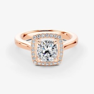 Bague solitaire moderne en or massif 14 carats avec diamant de laboratoire taille coussin de 0,69 carat, halo de diamants, pureté EF-VVS2 – Bijou très demandé - Product Image 2
