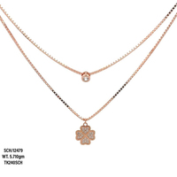 Nuevo collar con colgante de CZ en forma de V de la suerte chapado en oro de 18 quilates cadenas geométricas de dos capas para mujer para boda y regalo
