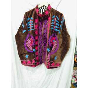 jacketSujani Ladies' Reversible Velvet Cotton <b>Jacket</b> Quilted Bomber Varsity Style Autumn Coat XL <b>Mandarin</b> <b>Collar</b> Short - Product Image 1