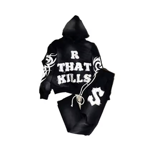 Nouvelle conception de poche hommes délavés survêtements respirants en détresse meilleur survêtement lavage à l'acide vente directe d'usine à manches longues - Product Image 3