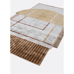 พรมทอมือวิสโคส 3 มิติ สีเบจน้ำตาล ลายนามธรรม สำหรับห้องนั่งเล่นในบ้าน รุ่น TR-14698 เทคนิคการทอมือแบบ 3 มิติ ความหนาแน่นของขนพรมสูง - Product Image 2