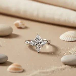 Bague en argent pour femme avec zircone cubique, élégante bague en cristal, cadeau - Product Image 3