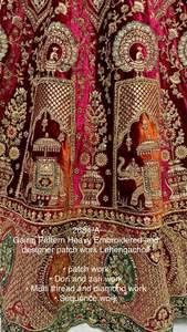 Lehenga Choli con Patrón de Rajah, Bordado Intenso y Diseño de Patchwork, Formal, para Novia, Venta en Línea - Product Image 5