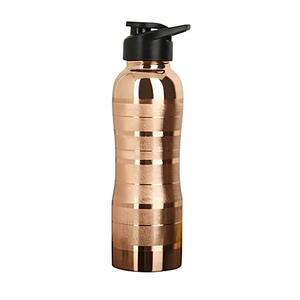 Bouteille de sport moderne en cuivre noir mat avec couvercle à rabat pour l'hydratation à domicile, au bureau et en voyage - Product Image 2