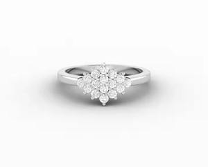 Anillo de compromiso de diamante cultivado en laboratorio redondo de oro de 14K, anillo de boda de diamantes de racimo, anillo nupcial de oro minimalista, regalo de aniversario - Product Image 2