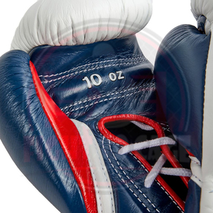 ถุงมือชกมวยแบบเต็มนิ้ว ทนทาน ดูดซับเหงื่อ ผลิตตามแบบ OEM สีขาวน้ำเงิน หนัง PU พิมพ์โลโก้ตามสั่ง - Product Image 5