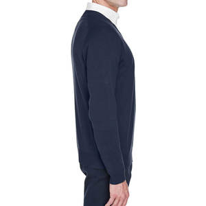 Pull pour hommes col en V 100% coton couleur unie pull automne et hiver pull décontracté à manches longues - Product Image 6