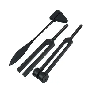 Black Color Sound Healing Tuning Fork Set for Chakra Alignment - Includes 128Hz and 256Hz Forks