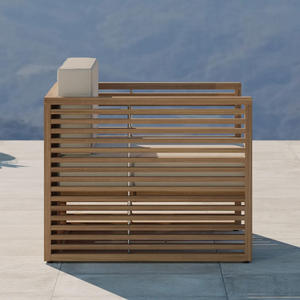 Conjunto de Sofá con Brazos de Madera de Teca Sólida para Uso en Interiores y Exteriores con Color Natural y Cojín Resistente al Sol para Aplicaciones en Jardín. - Product Image 2