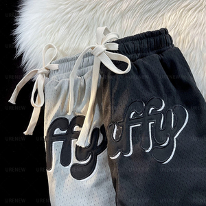 Short de basket-ball en maille pour hommes lettre personnalisée broderie Patch Logo décontracté course grande taille respirant Polyester Gym - Product Image 5