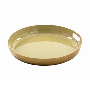 Shiny Polished Leaf Design Hotels Restaurants Home <b>Kitchen</b> Other Event Metal Serving <b>Tray</b> Golden Antique Finishing Server <b>Tray</b> - Product Image 2