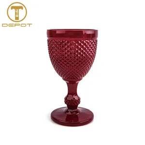 China Factory Supply Top Quality Custom Event Party Colorful Red Wine Cup Vintage Lead Free Pink Blue Goblet Wedding Glasses