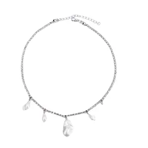 Diamantkette Kunststoff Nachahmung Perle Halskette Schmuck für Damen