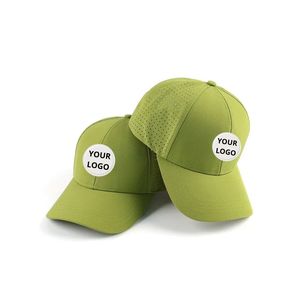 OEM 6-Panel Performance Golf Hat with Custom Logo Laser Cut Holes Lightweight Breathable <b>Snapback</b> <b>Cap</b> for Outdoor Sports - Product Image 4