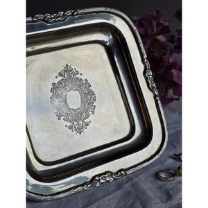 Antique Metal Tray with Floral Border, Embossed Design, <b>Vintage</b> Tray, Ornate Border, Tray for <b>keys</b>, Jewellery, Coins. - Product Image 2