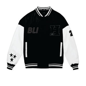<b>Men's</b> Varsity Baseball Jersey Jacket Stand Collar Breathable Eco-Friendly Winter Fashion OEM Logo Design Wool/Polyester Blend - Product Image 1