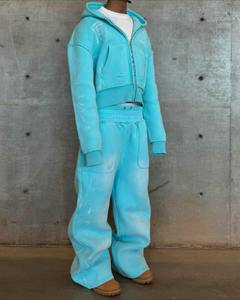 Conjunto Deportivo Personalizado de Alta Calidad, Chándal Holgado 100% Algodón, Sudadera con Capucha y Cremallera con Lavado Ácido y Pantalones Deportivos Holgados para Hombre - Product Image 6