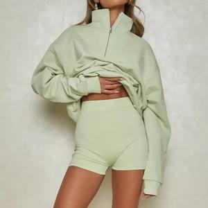 Streetwear <b>Womens</b> Heavyweight <b>Zip</b> up Hoodies Custom Oversized <b>Half</b> <b>Zip</b> Hoodie <b>Women</b> Casual Sweatshirt Fashion MS-HD-1056 - Product Image 5