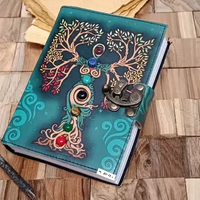 Livre de sorts vierge d'ombres Journal avec serrure Vintage fait à la main en cuir journal en relief prière païen Antique sorcellerie fournitures