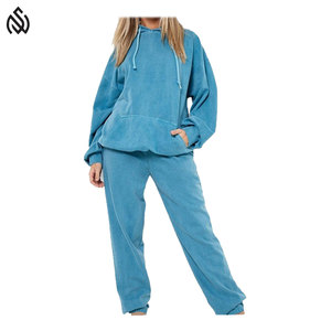 ชุดวอร์มผ้าฝ้าย100% ฟอกสีสำหรับผู้หญิงชุด2ชิ้นผ้าเช็ดทำความสะอาดกรดออกแบบได้ตามต้องการจาก2025สำหรับฤดูใบไม้ผลิ - Product Image 1