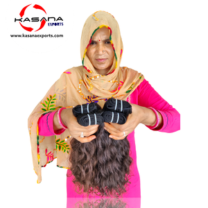 Temple indien 100% faisceaux ondulés non transformés cuticule vierge brute alignée vague profonde couleur naturelle femmes noires Extensions de cheveux humains - Product Image 1
