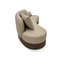 Sofá de Cuero Curvo Minimalista Moderno, Sofá Curvo Bicolor con Cojines Decorativos para Recepción y Salón