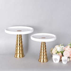 Metal Decorative Fancy Designer Gold <b>Cake</b> <b>Stand</b> With Luxury Marble Base Wholesale Wedding Event Decoration Cheap Price Supplier - Product Image 3