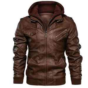 Veste en cuir PU personnalisée à col montant, boucle métallique, fermeture éclair double sens, coupe-vent, streetwear pour homme - Product Image 2
