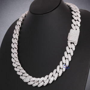 สายสร้อยเชื่อมเพชรสไตล์คิวบาน18มม. ทำจากเงินสเตอลิง925 - Product Image 6